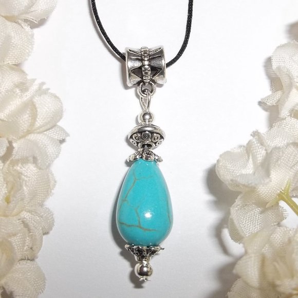 wvluckygirl Jewelry - Turquoise Blue Necklace Adjustable Handmade 5163